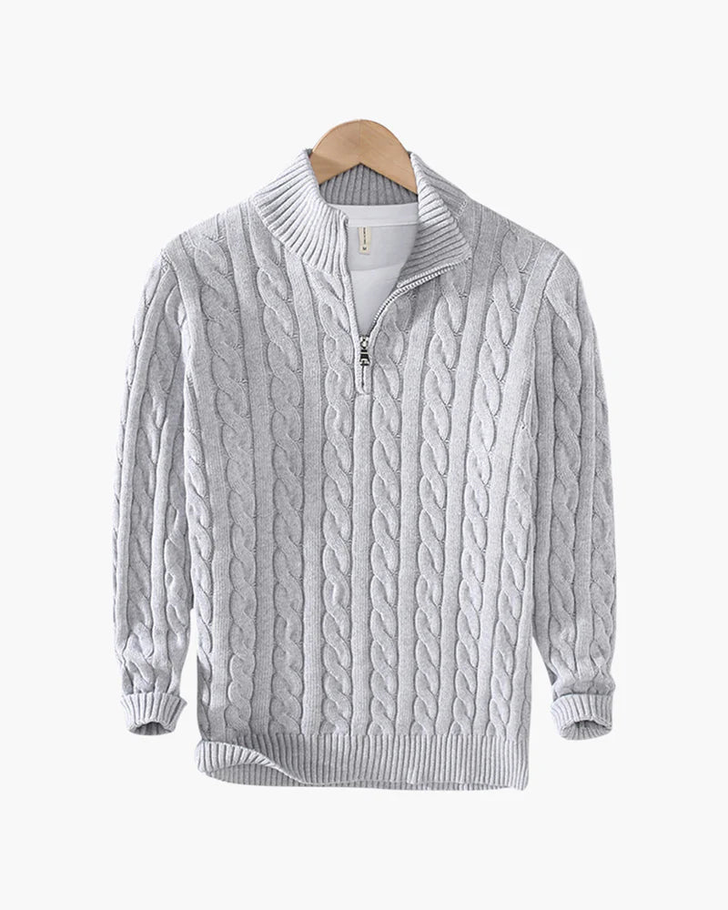 Maglione con mezza zip Cannes - Grigio chiaro