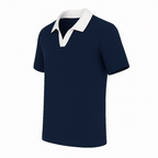 Polo con colletto aperto bicolore - Blu navy