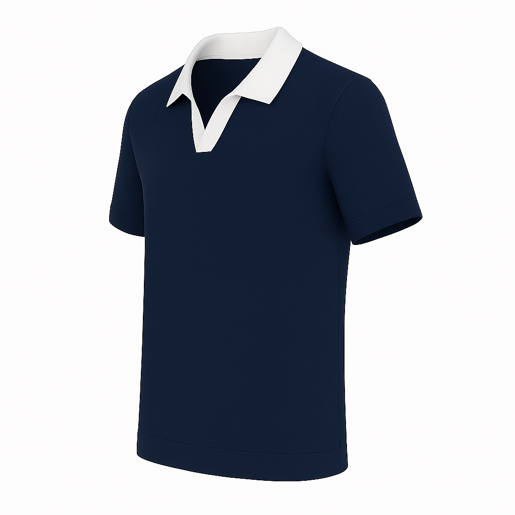 Polo con colletto aperto bicolore - Blu navy
