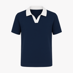 Polo con colletto aperto bicolore - Blu navy