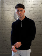Polo con zip a maniche lunghe - Nero