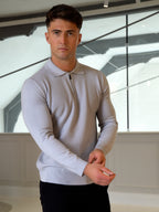 Polo con zip a maniche lunghe - Grigio
