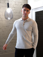 Lange mouw knoopsluiting polo - Beige