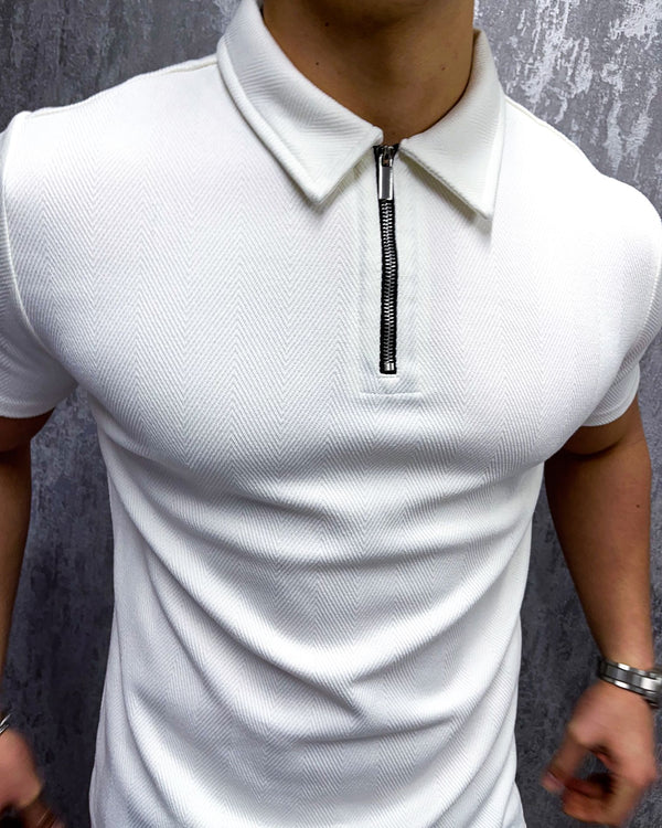 Polo classique à chevrons - Blanc