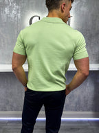 Poloshirt met Cubaanse kraag - Pistachegroen