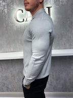 Polo con zip a maniche lunghe - Grigio