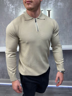Polo con zip a maniche lunghe - Beige