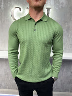 Lange mouw knoopsluiting polo - Khaki