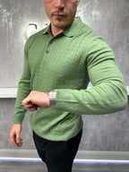 Lange mouw knoopsluiting polo - Khaki
