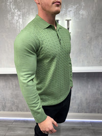 Lange mouw knoopsluiting polo - Khaki