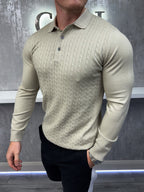 Lange mouw knoopsluiting polo - Beige
