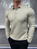Lange mouw knoopsluiting polo - Beige