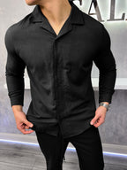 Camicia di lino - Nero