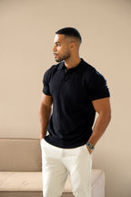 Cuban Collar Polo Shirt - Black