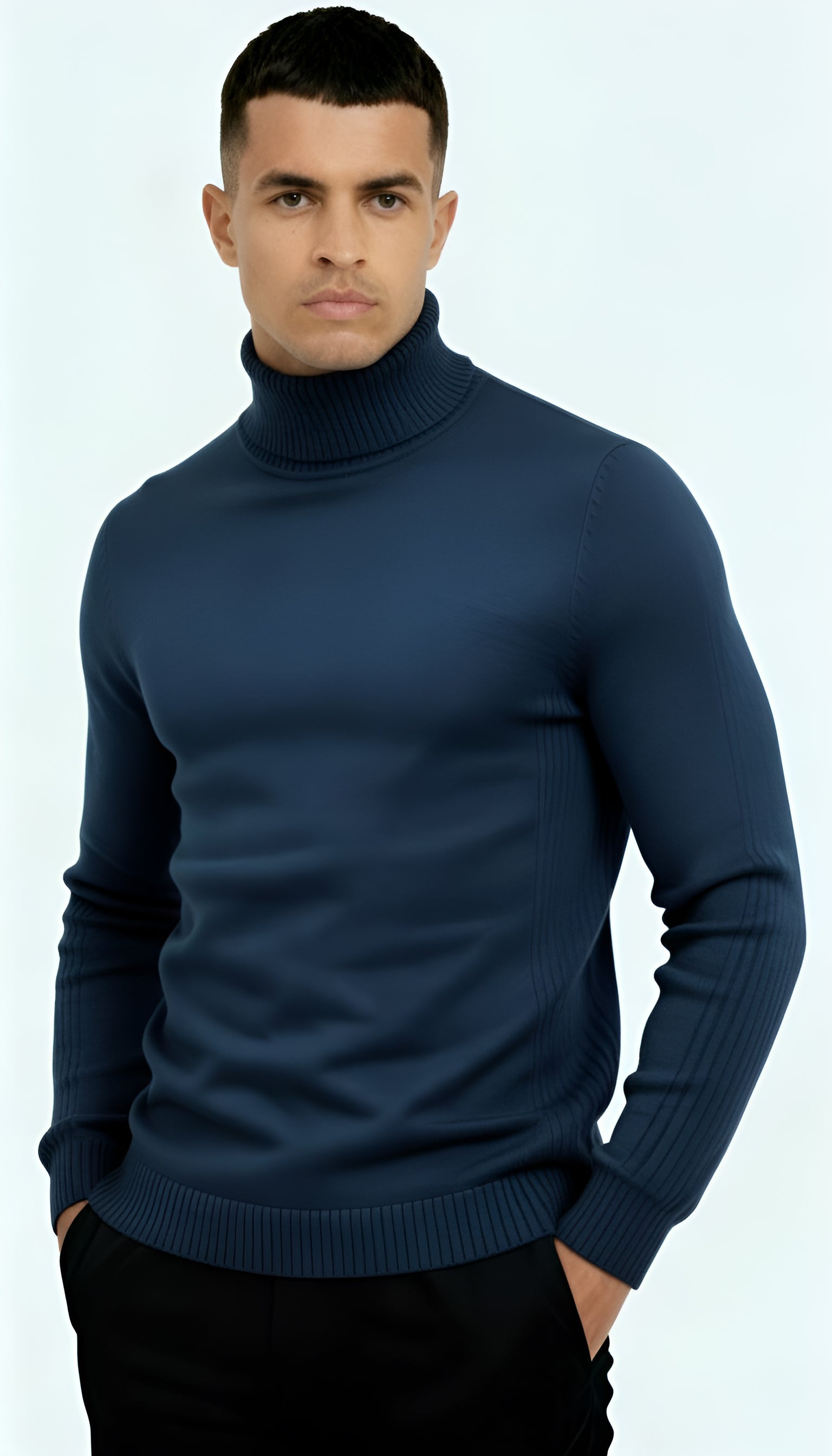Pull à col roulé classique pour hommes - Tricot chaud, élégant et polyvalent