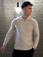 Polo con zip a maniche lunghe - Beige