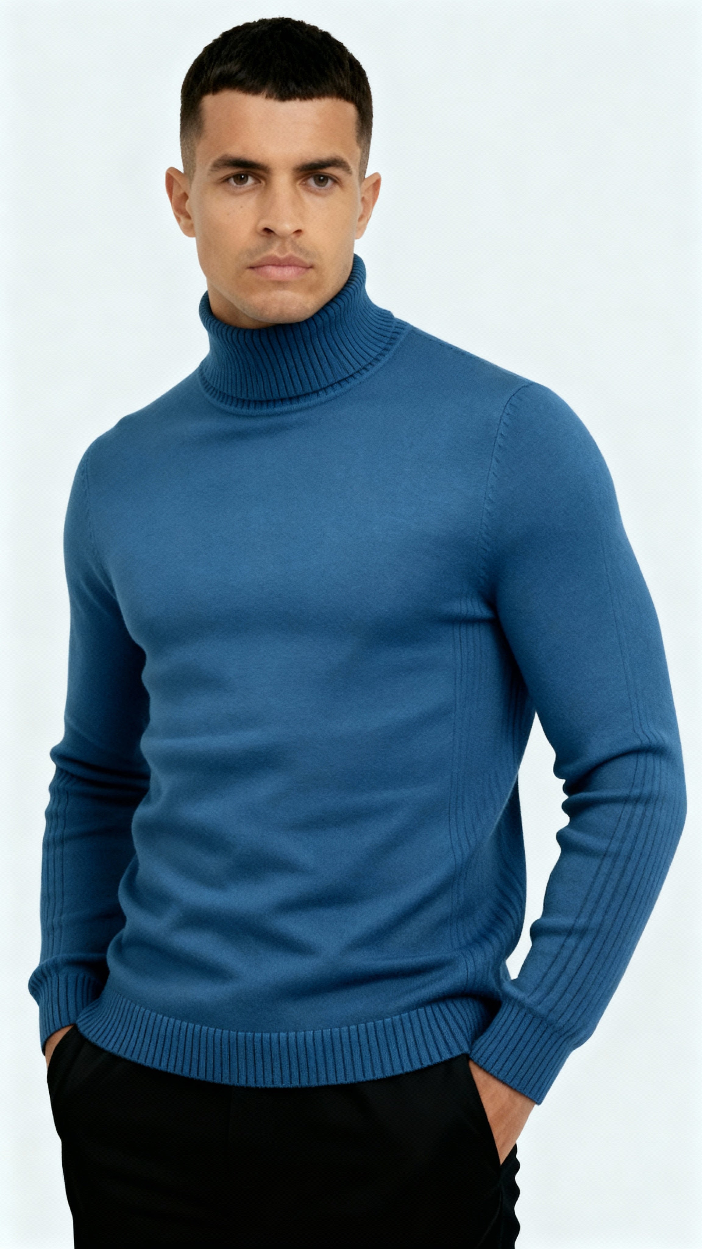 Pull à col roulé classique pour hommes - Tricot chaud, élégant et polyvalent