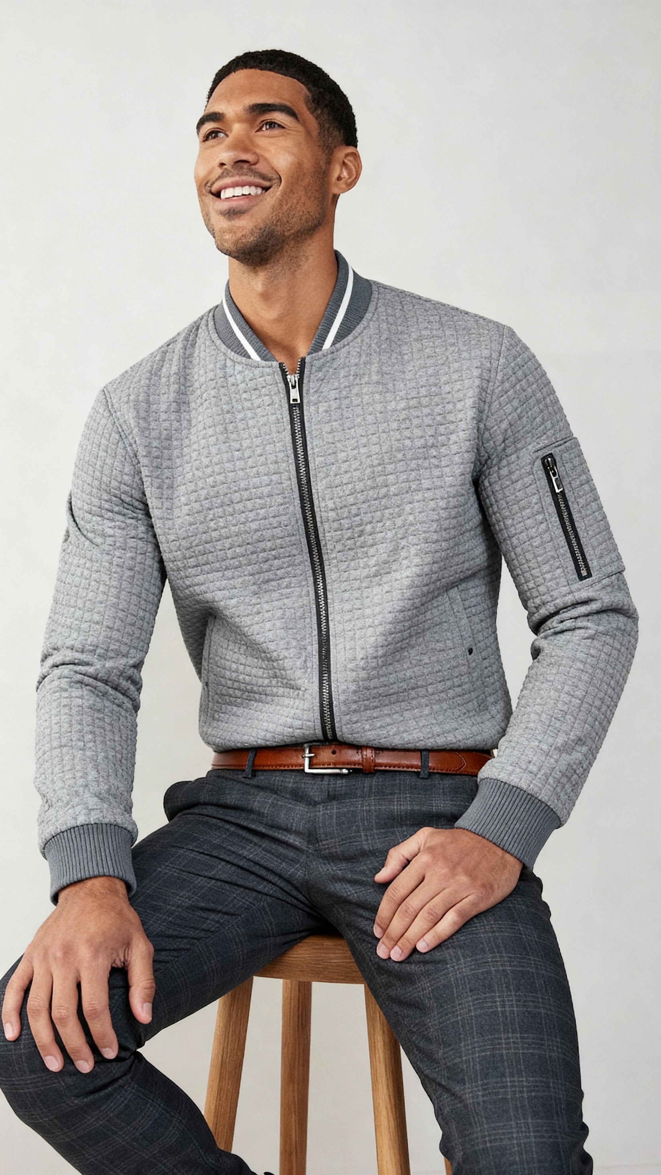 Pull en maille torsadée demi-zip pour hommes - Pull chaud en coton mélangé doux