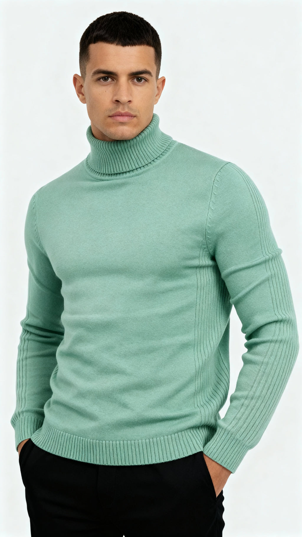 Pull à col roulé classique pour hommes - Tricot chaud, élégant et polyvalent