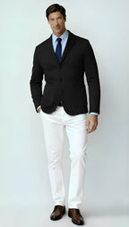 Men’s Knitted Blazer – Smart Casual Knit Jacket with Notch Lapels & Button Closure