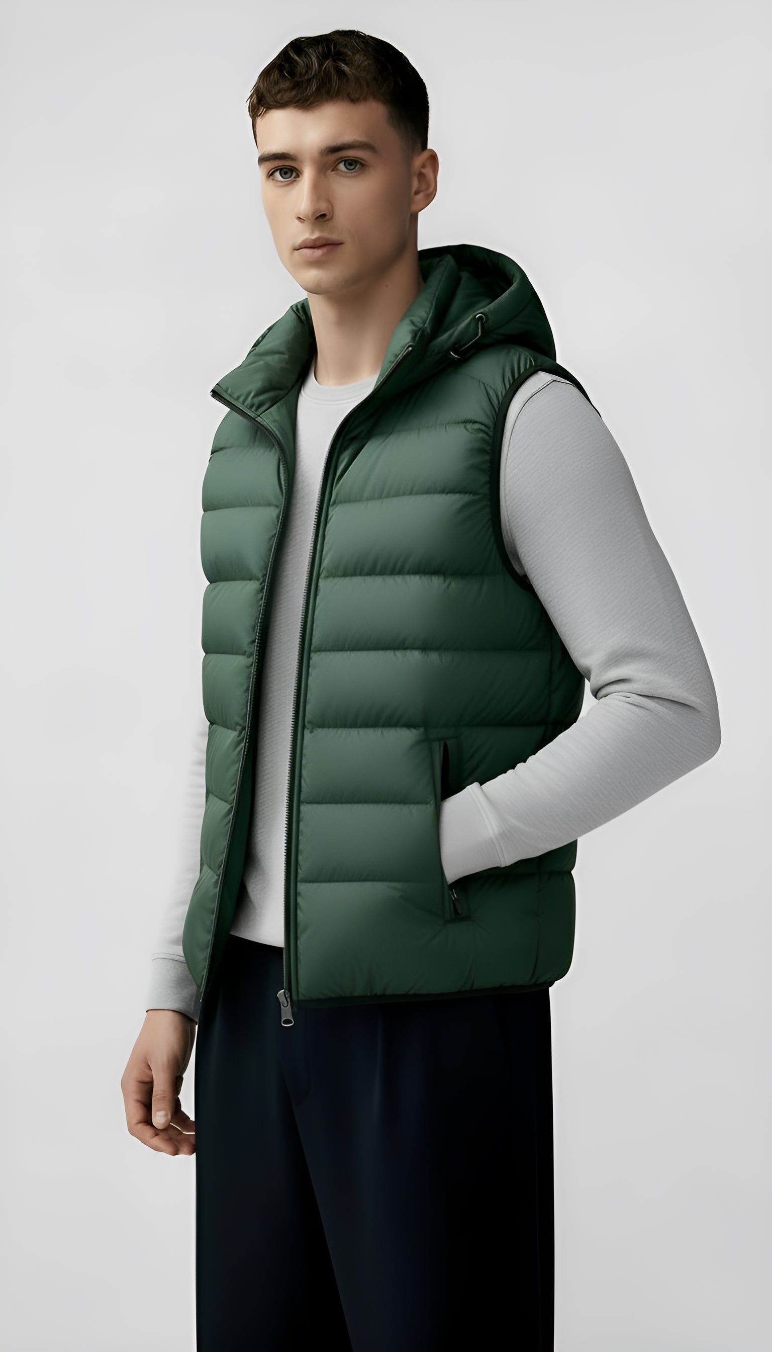 Gilet matelassé à capuche pour homme - Gilet léger et rembourré avec poches à fermeture éclair