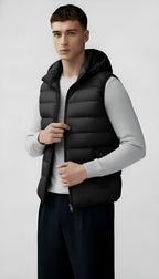 Gilet matelassé à capuche pour homme - Gilet léger et rembourré avec poches à fermeture éclair