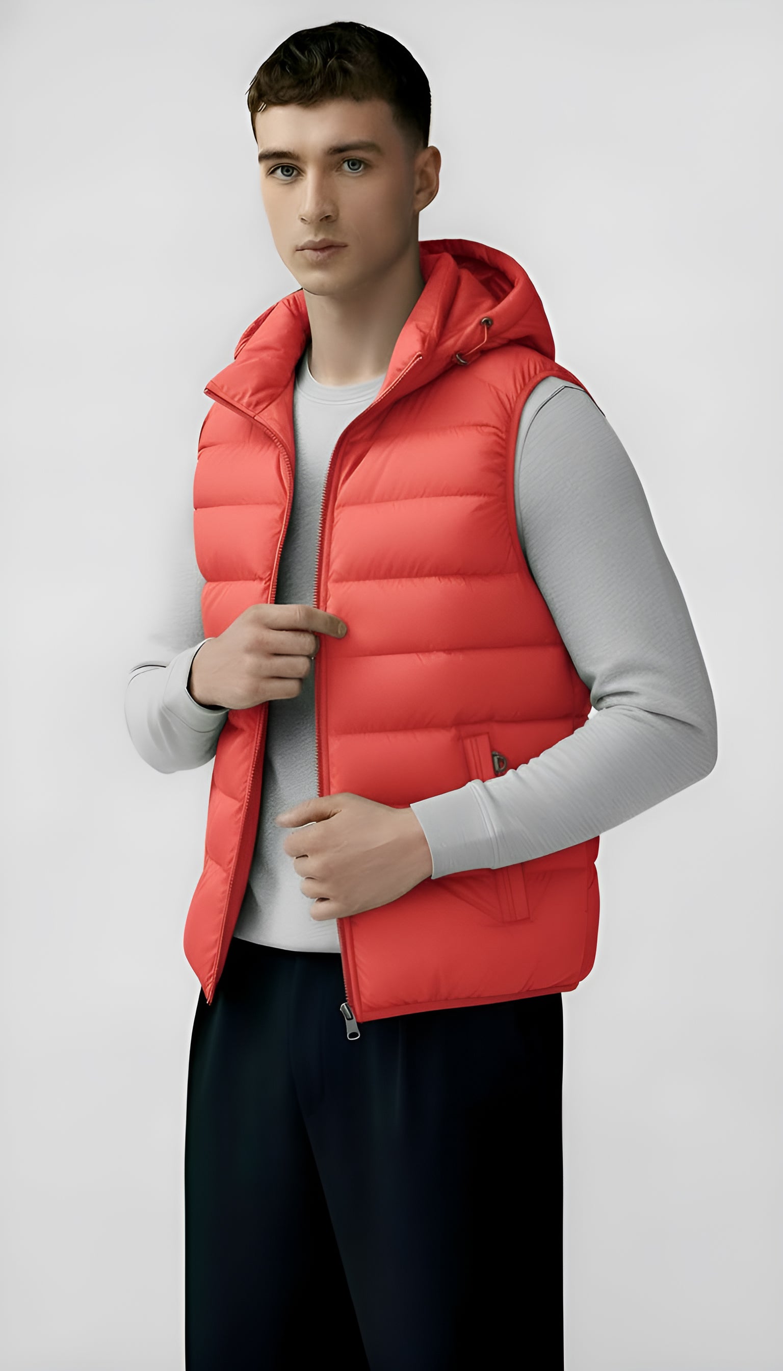 Gilet matelassé à capuche pour homme - Gilet léger et rembourré avec poches à fermeture éclair