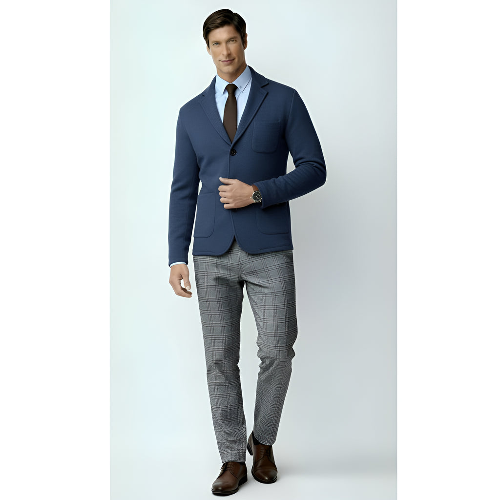 Men’s Knitted Blazer – Smart Casual Knit Jacket with Notch Lapels & Button Closure