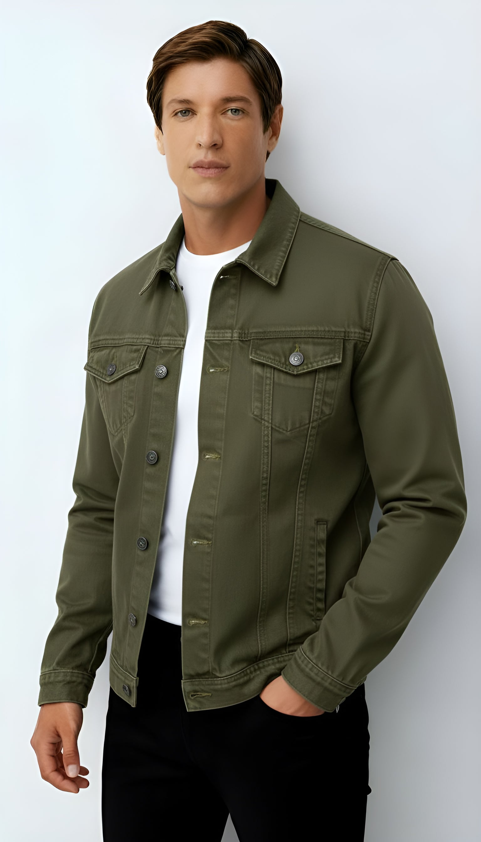 Veste de camionneur pour homme - Style denim classique à boutons avec poches sur la poitrine pour les tenues décontractées et élégantes