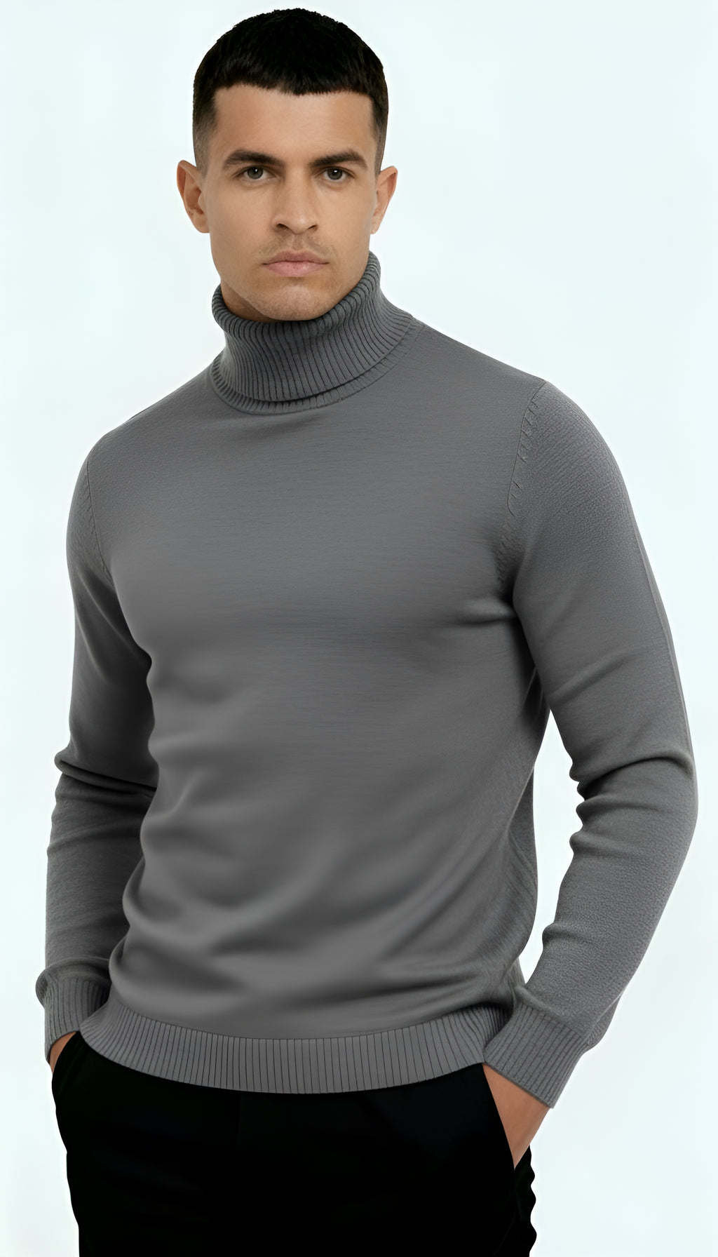 Pull à col roulé classique pour hommes - Tricot chaud, élégant et polyvalent
