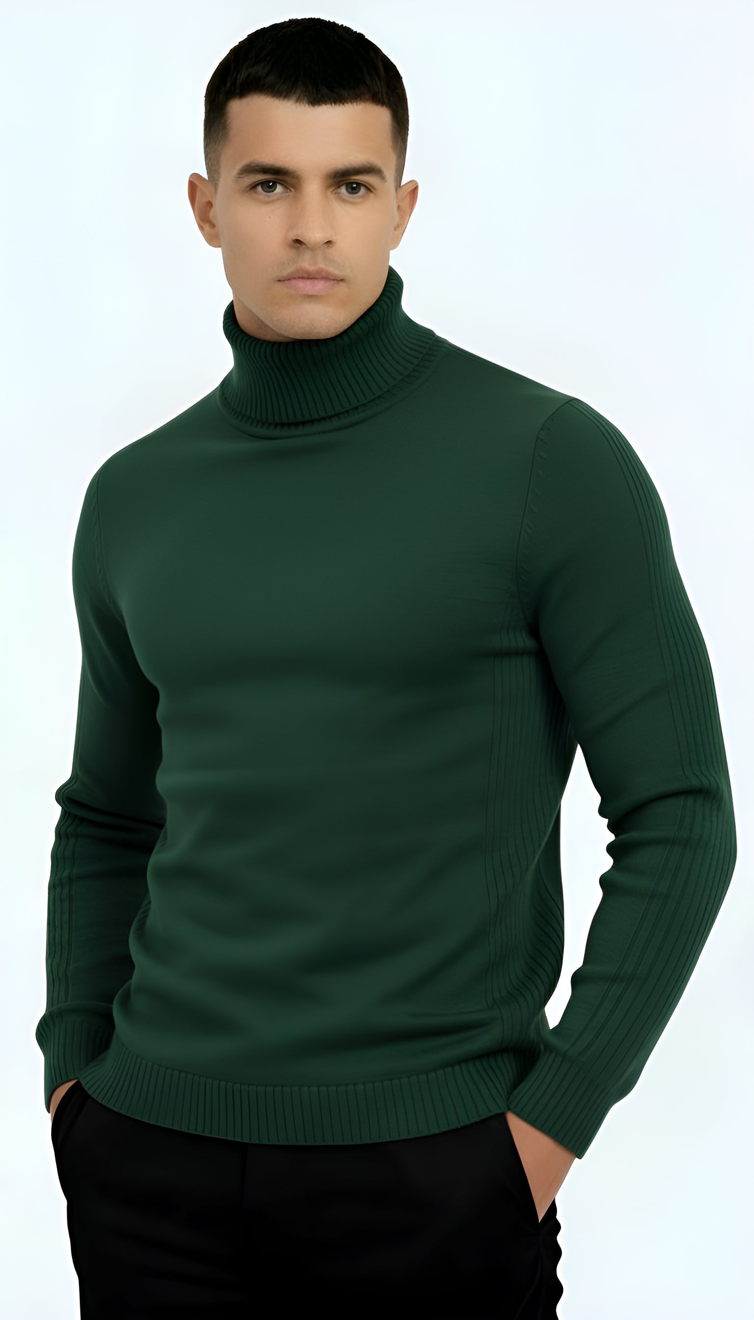 Pull à col roulé classique pour hommes - Tricot chaud, élégant et polyvalent