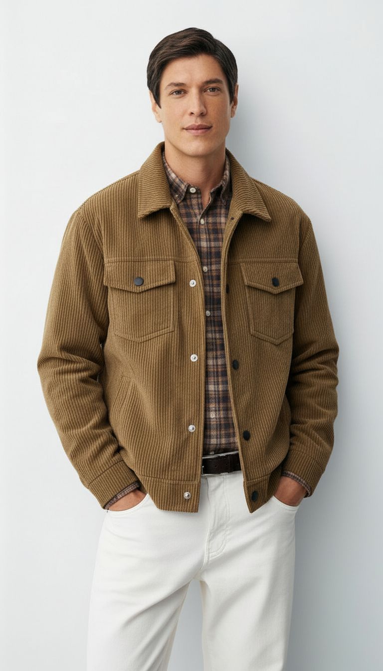 Veste boutonnée pour hommes avec col chemise et poches poitrine - Surchemise légère et décontractée