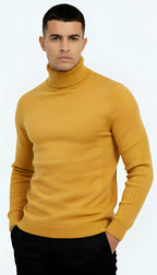 Pull à col roulé classique pour hommes - Tricot chaud, élégant et polyvalent