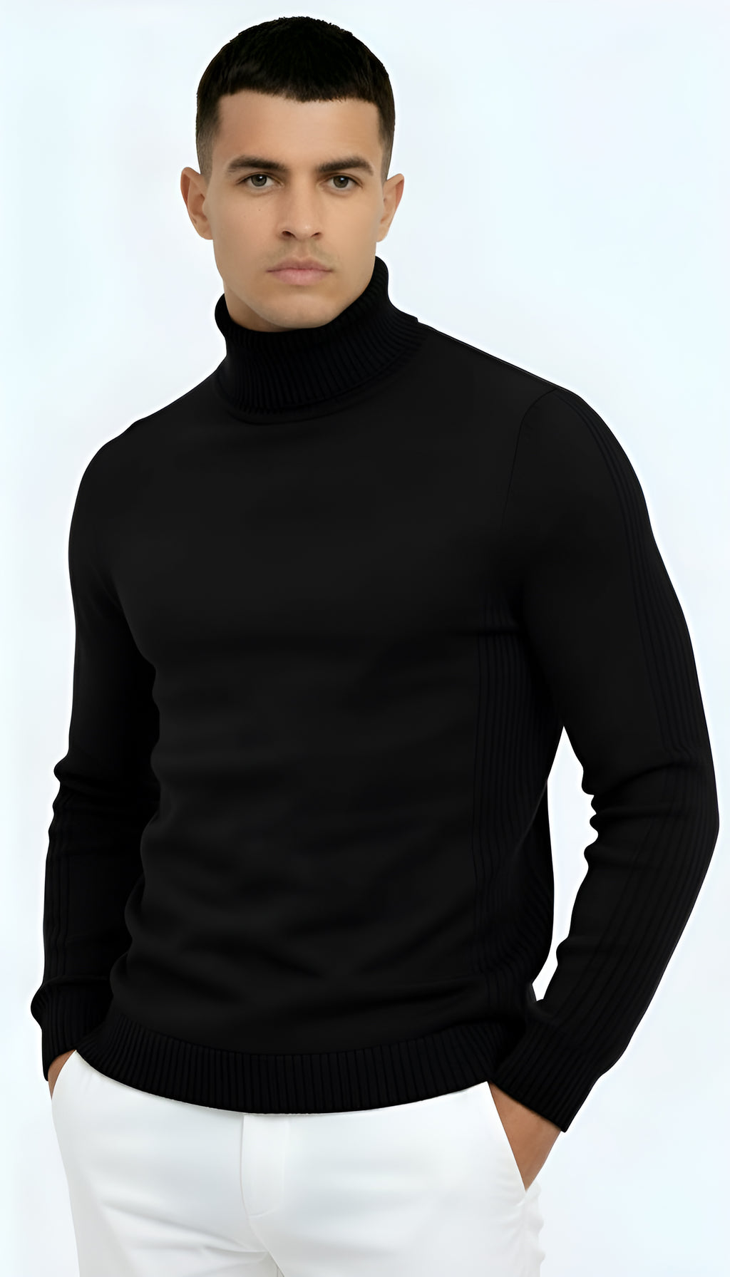Pull à col roulé classique pour hommes - Tricot chaud, élégant et polyvalent