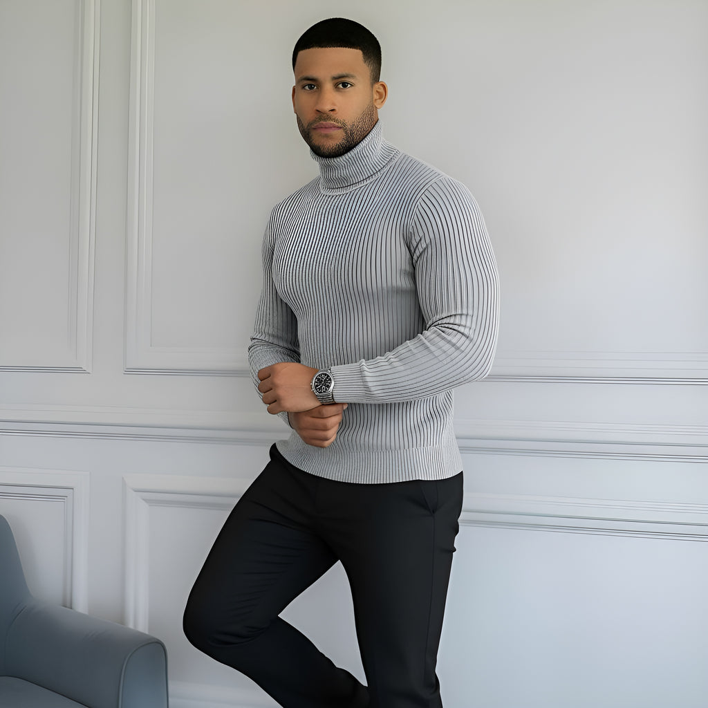 Pull classique à col roulé pour hommes - Tricot doux, chaud et élégant