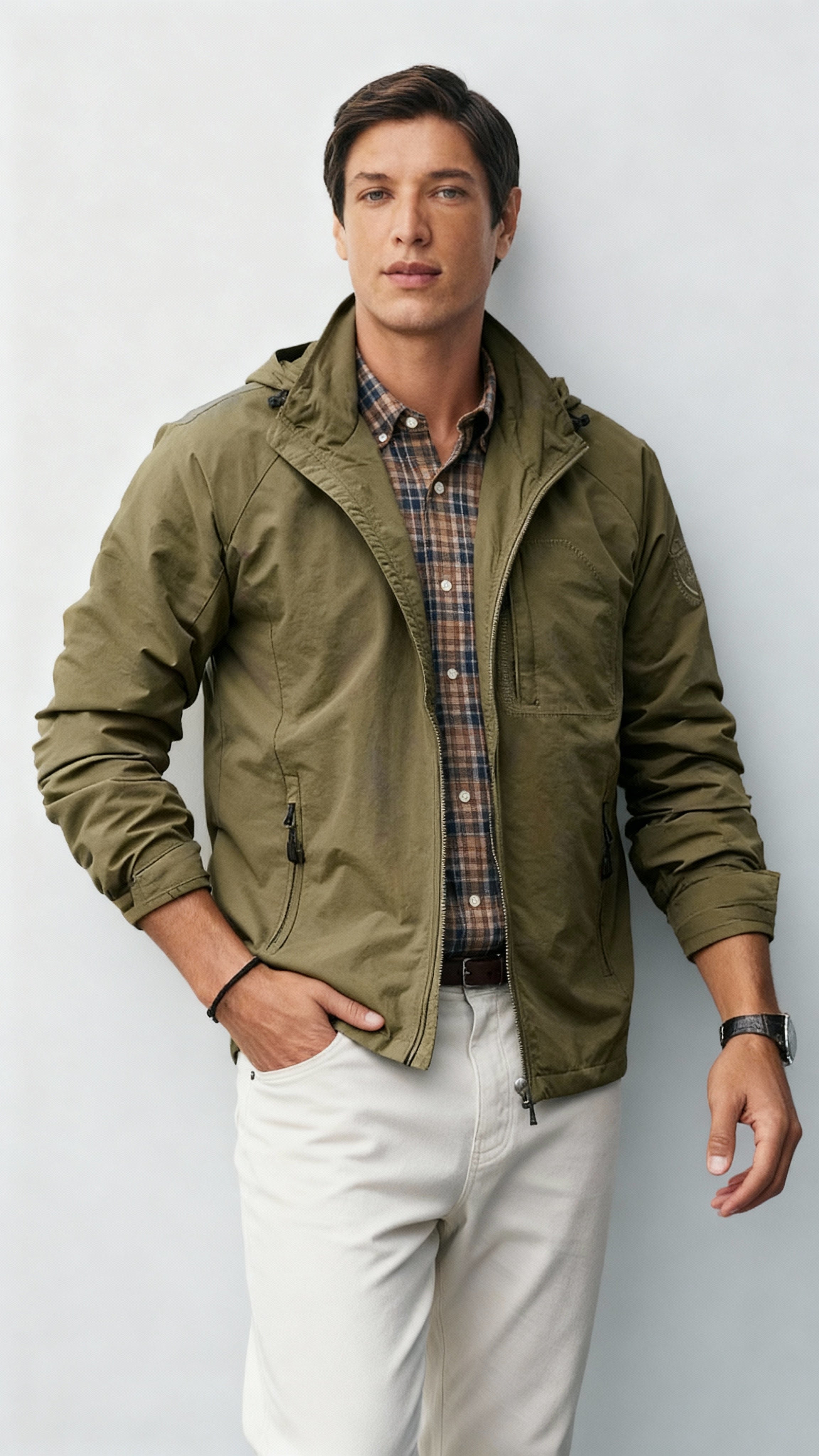 Veste à capuche légère pour hommes - Coupe-vent zippé pour les tenues décontractées et de plein air