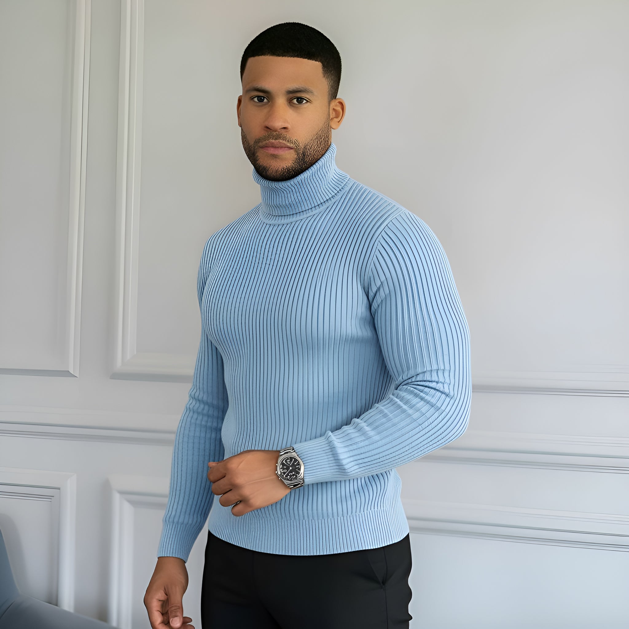 Pull classique à col roulé pour hommes - Tricot doux, chaud et élégant