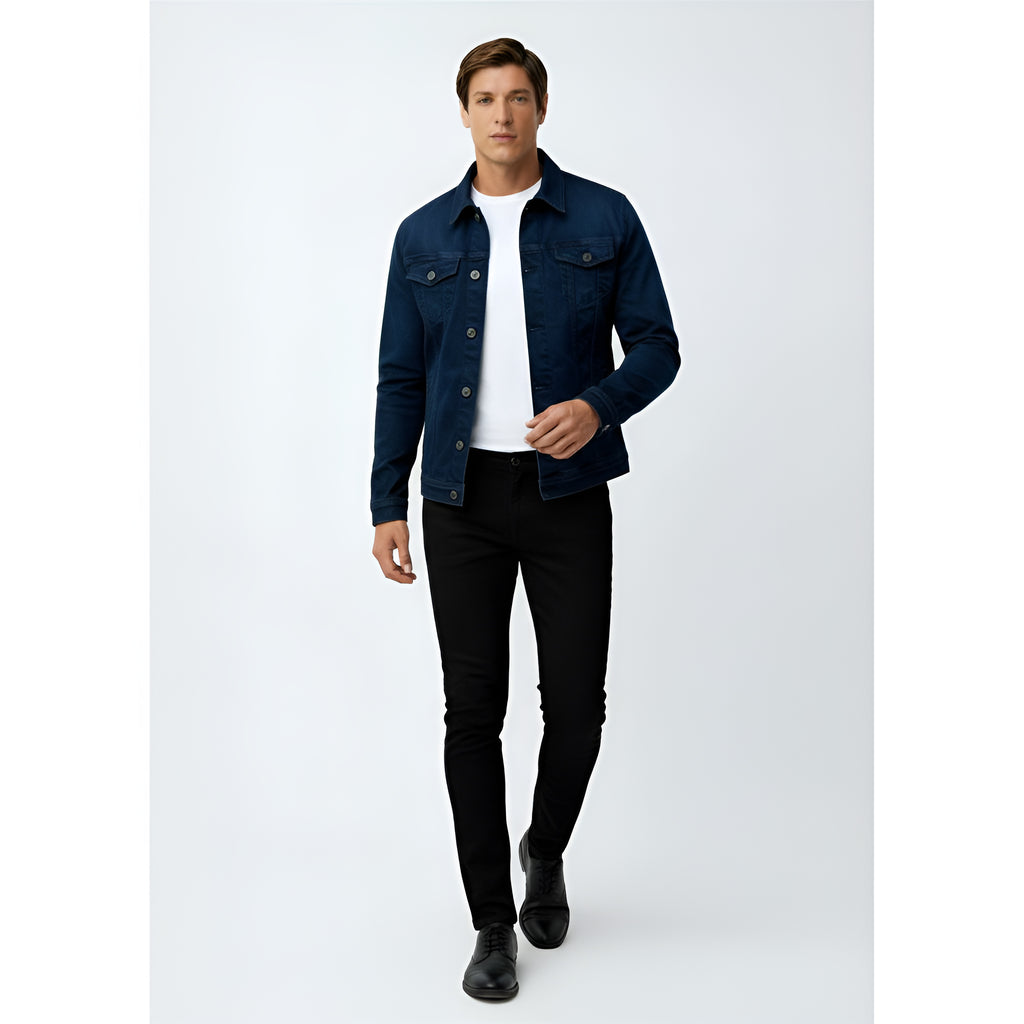 Veste de camionneur pour homme - Style denim classique à boutons avec poches sur la poitrine pour les tenues décontractées et élégantes