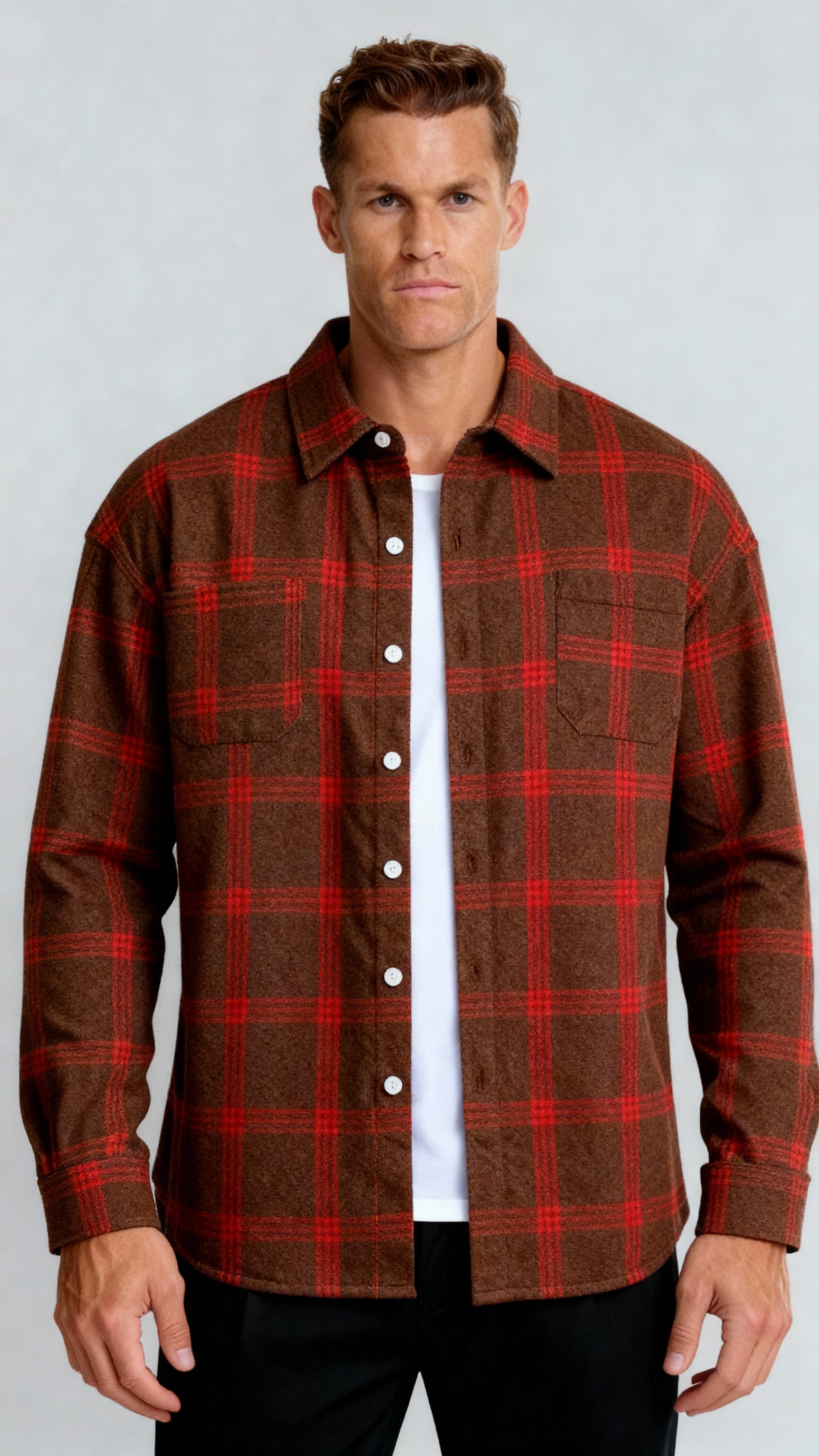 Chemise à carreaux pour homme - Motif carreaux classique, coupe confortable et style polyvalent