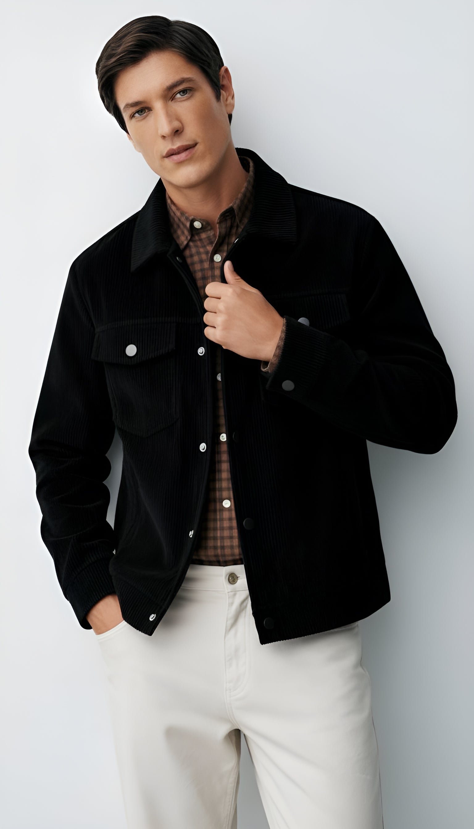 Veste boutonnée pour hommes avec col chemise et poches poitrine - Surchemise légère et décontractée