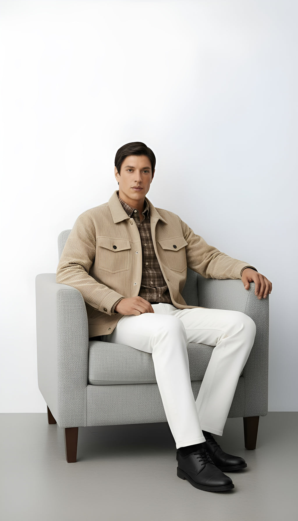 Veste boutonnée pour hommes avec col chemise et poches poitrine - Surchemise légère et décontractée