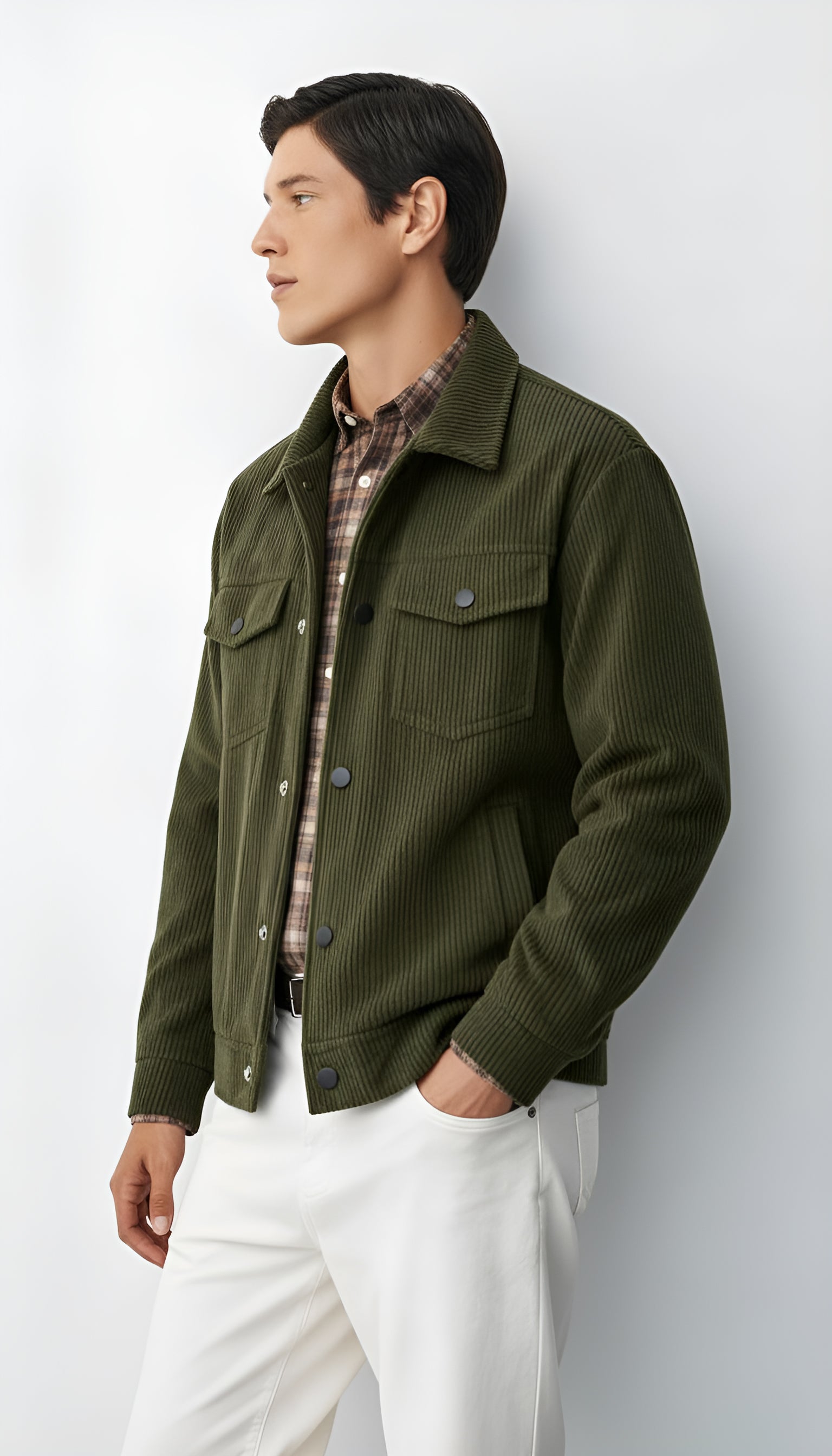 Veste boutonnée pour hommes avec col chemise et poches poitrine - Surchemise légère et décontractée