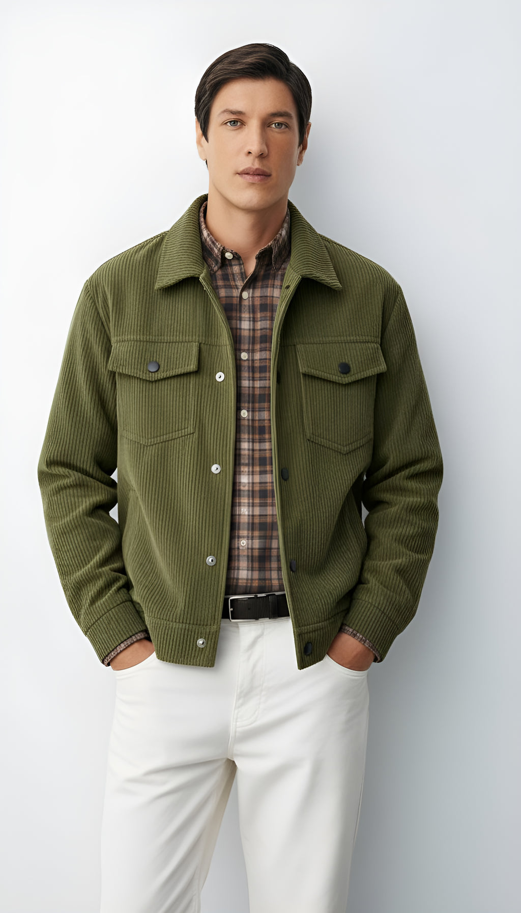 Veste boutonnée pour hommes avec col chemise et poches poitrine - Surchemise légère et décontractée