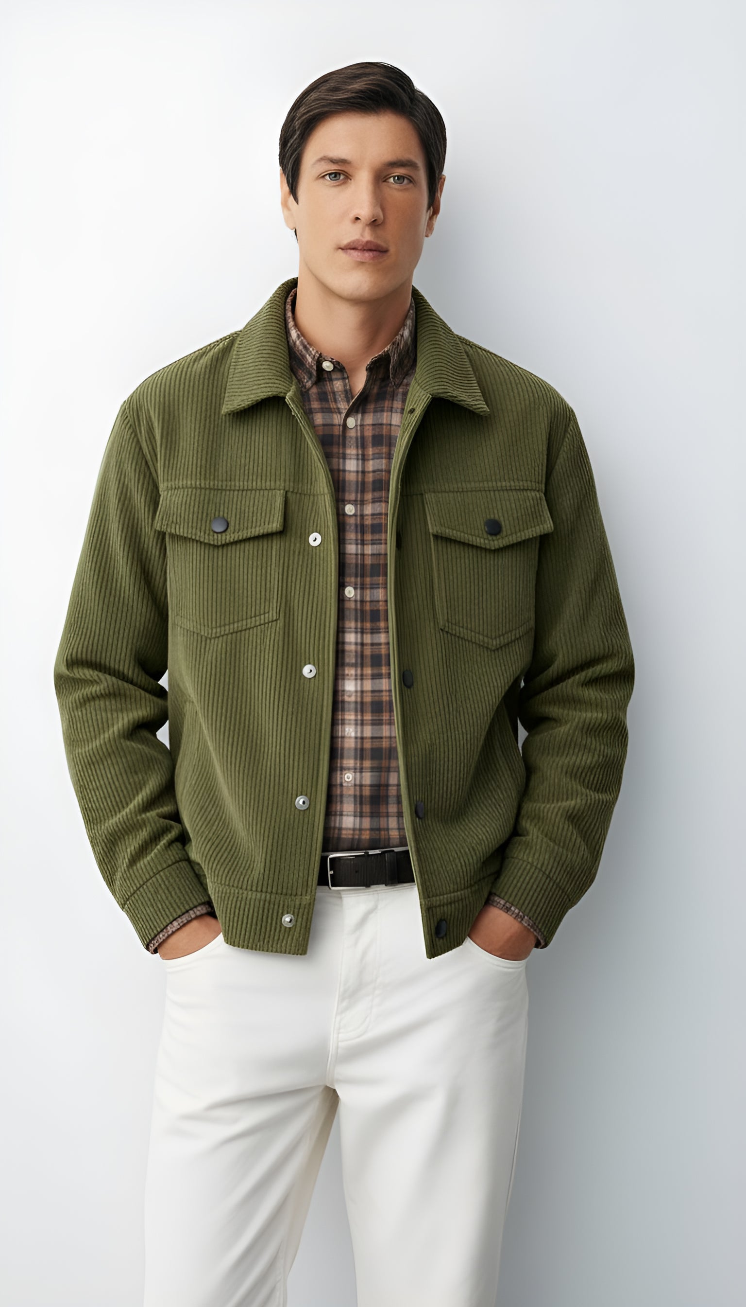 Veste boutonnée pour hommes avec col chemise et poches poitrine - Surchemise légère et décontractée