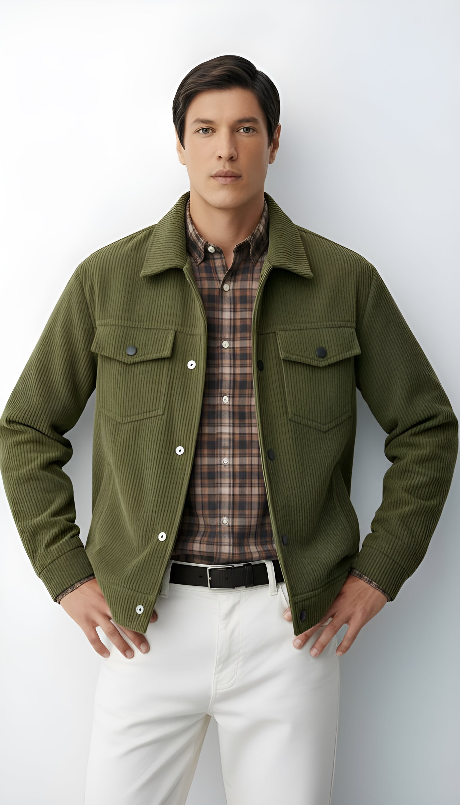 Veste boutonnée pour hommes avec col chemise et poches poitrine - Surchemise légère et décontractée