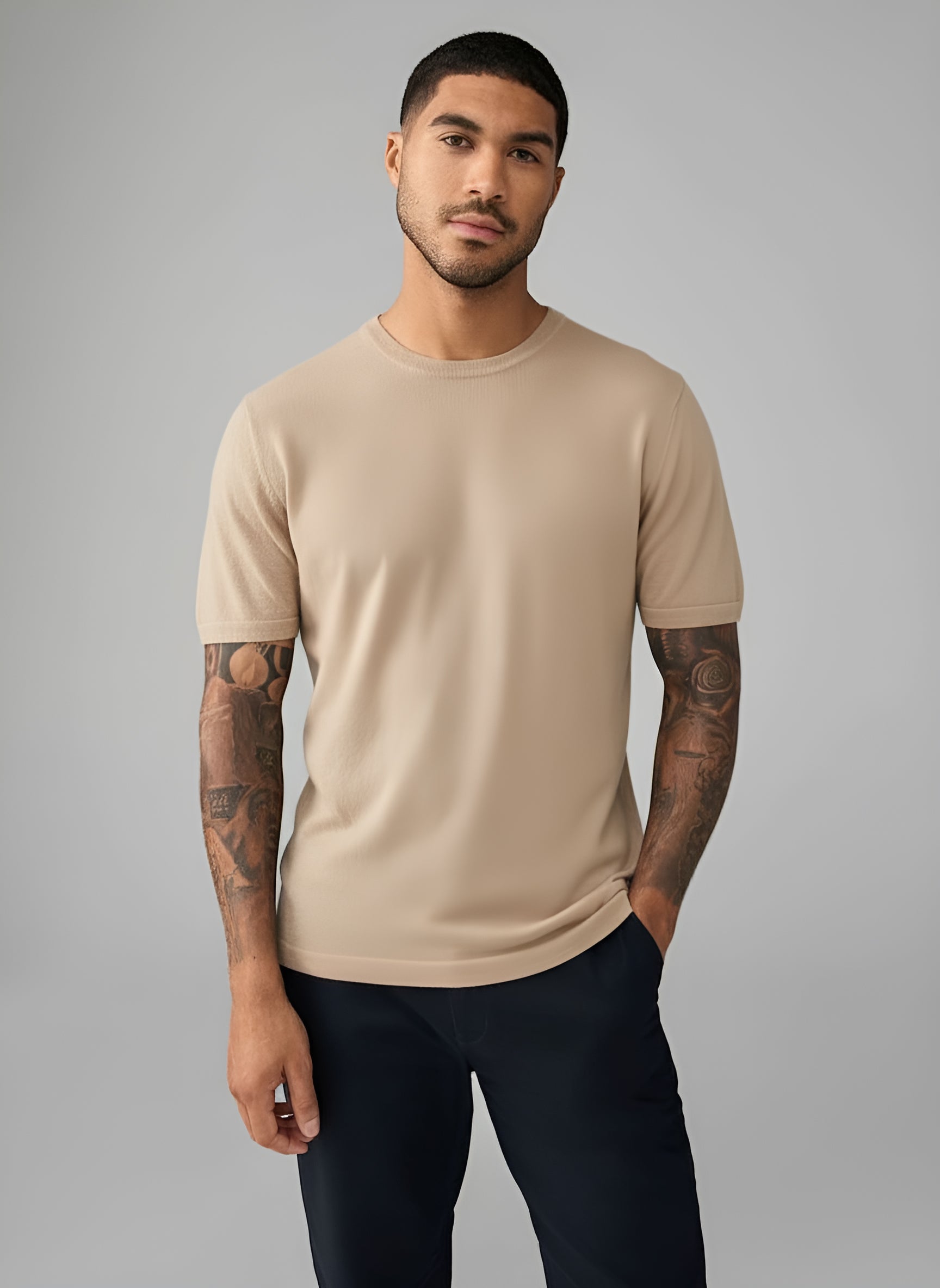 Paris - T-shirt da uomo in maglia, misto lana.