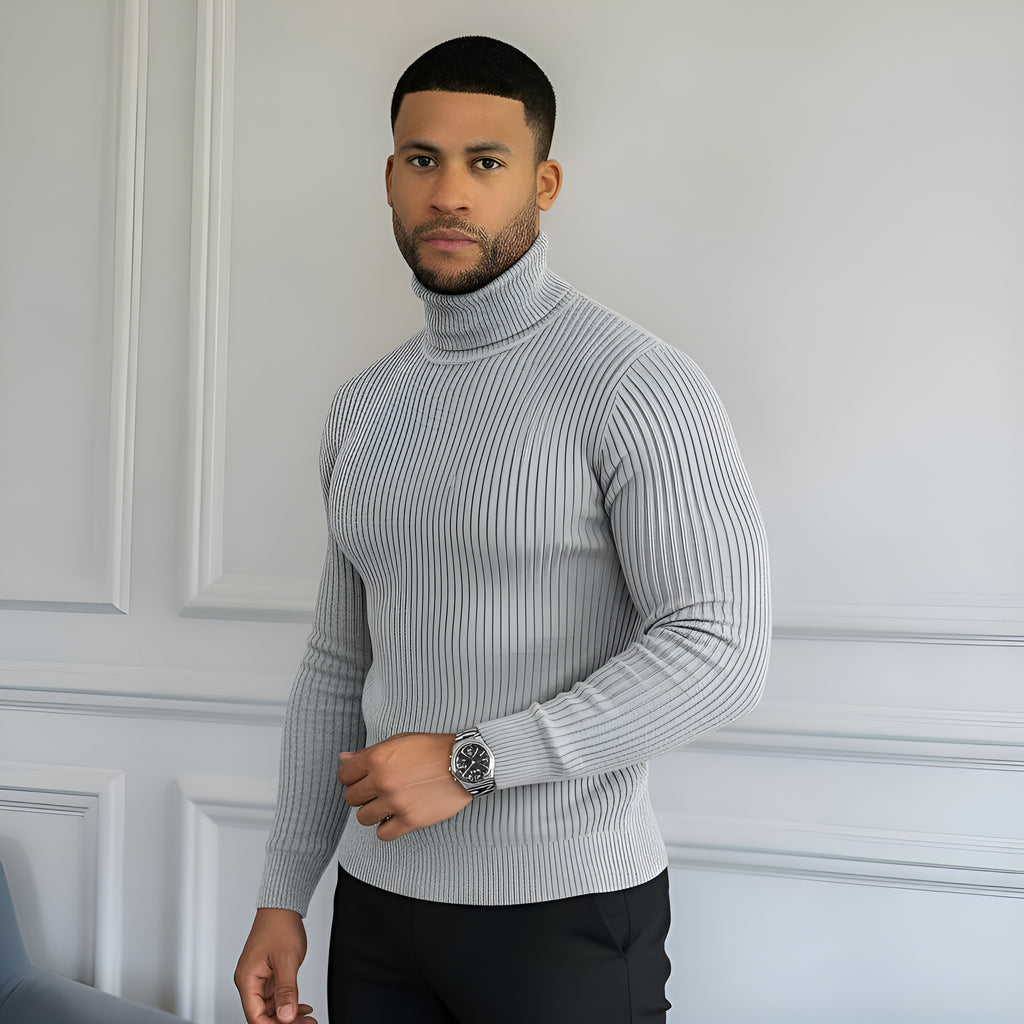 Pull classique à col roulé pour hommes - Tricot doux, chaud et élégant