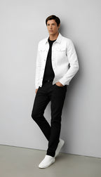 Veste de camionneur pour homme - Style denim classique à boutons avec poches sur la poitrine pour les tenues décontractées et élégantes