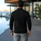 Polo à manches longues pour hommes - Quarter-Zip avec motif texturé et col structuré