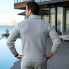 Polo à manches longues pour hommes - Quarter-Zip avec motif texturé et col structuré